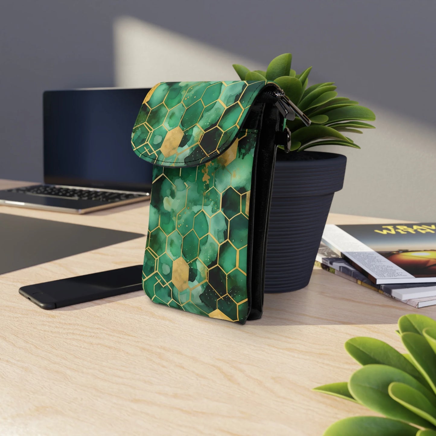 Abstract Verdant Elegance Small Phone Wallet