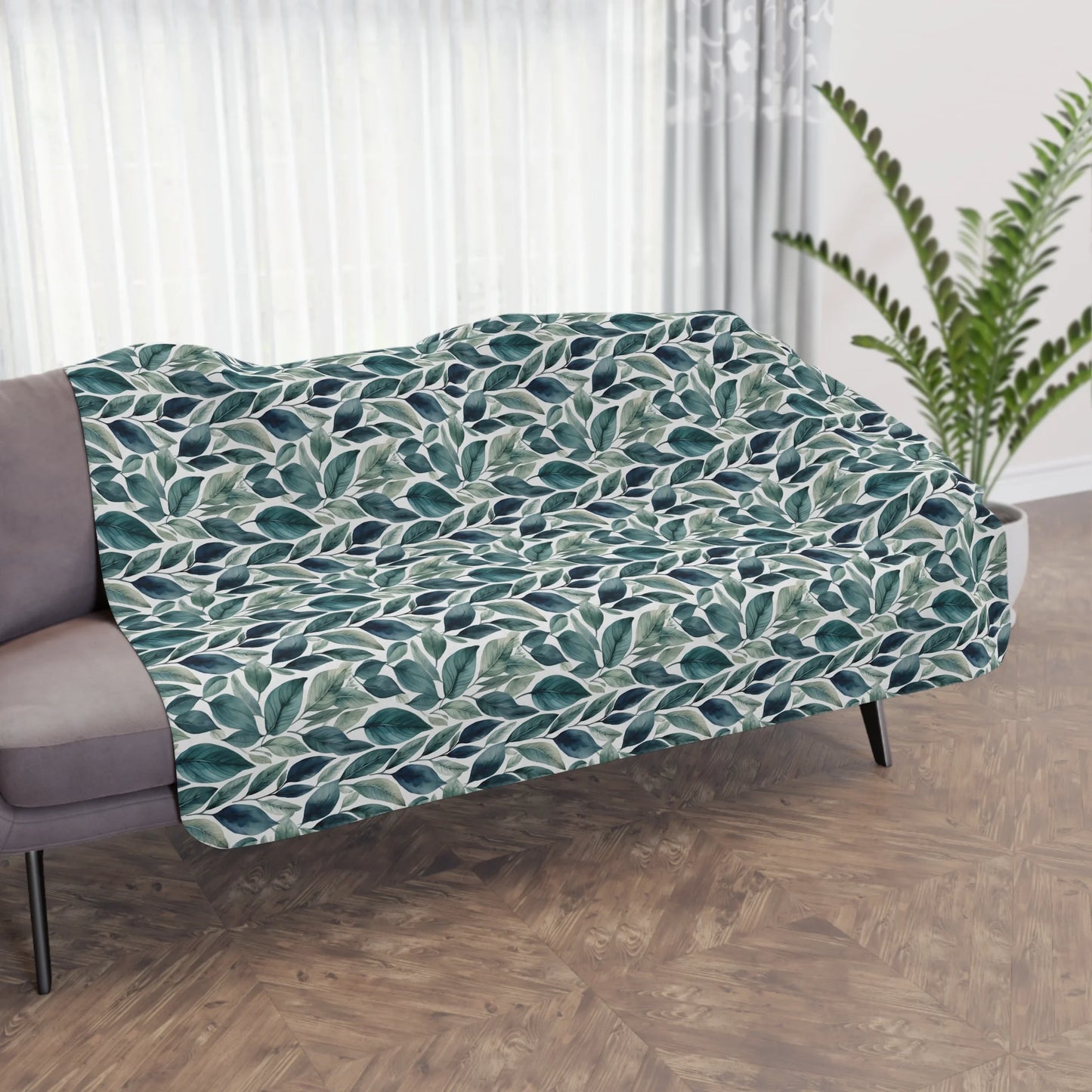 Sleek Foliage Tan Sherpa Blanket