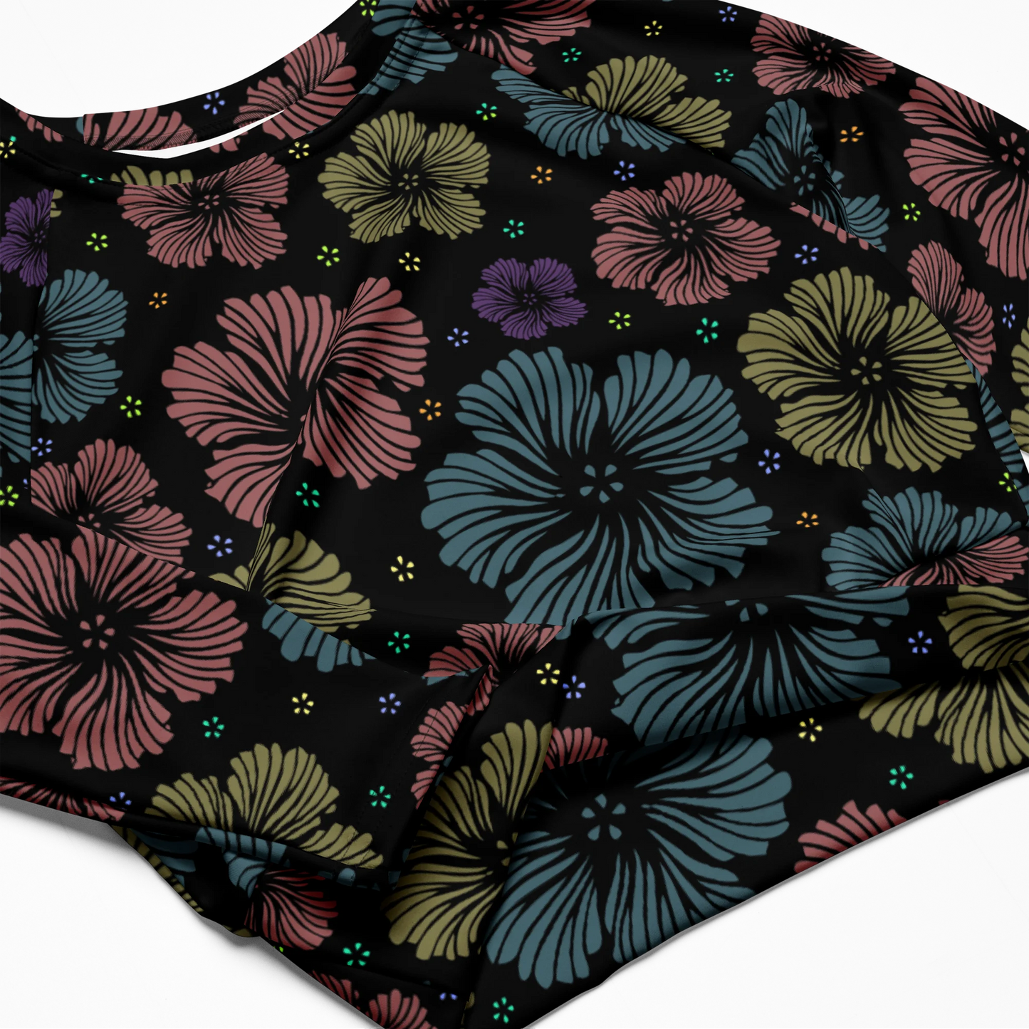 Clean Floral Vibes Recycled Long-sleeve Crop Top