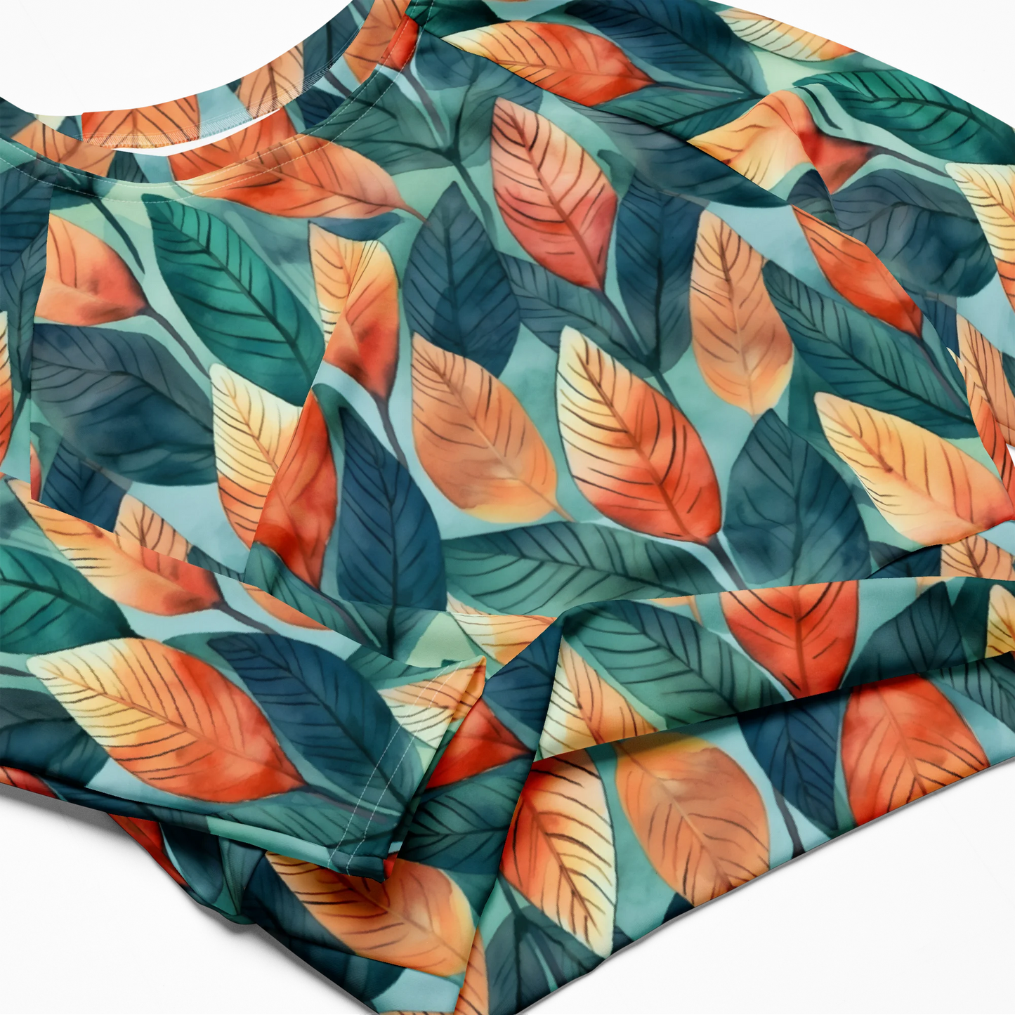 Leafy Minimalism Recycled Long-sleeve Crop Top