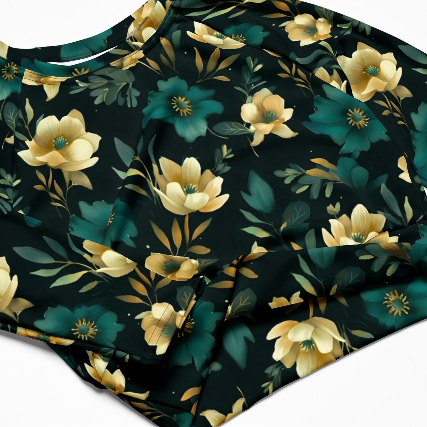 Minimalist Blooms Recycled Long-sleeve Crop Top