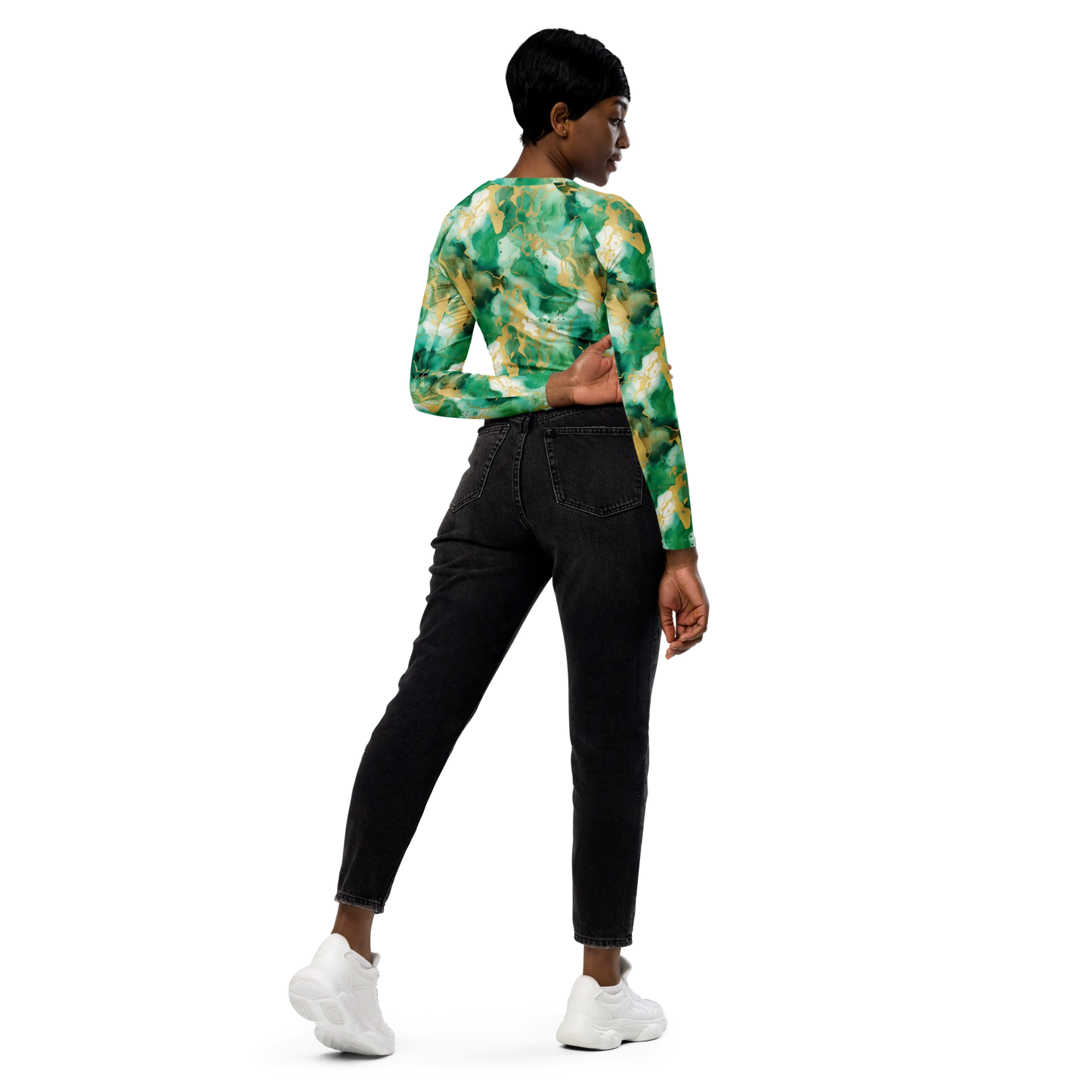 Simplicity in Green Recycled Long-sleeve Crop Top