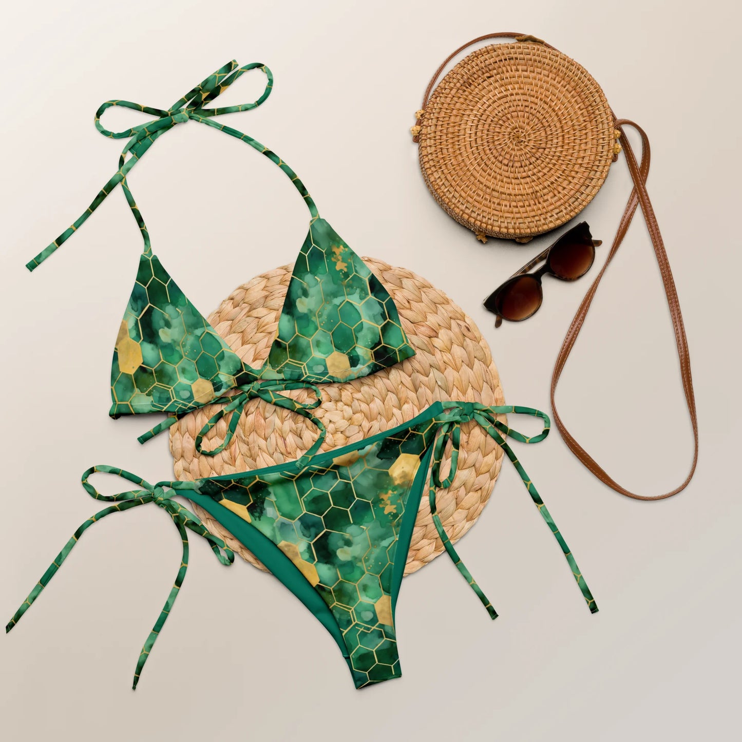 Abstract Verdant Elegance Recycled Bikini