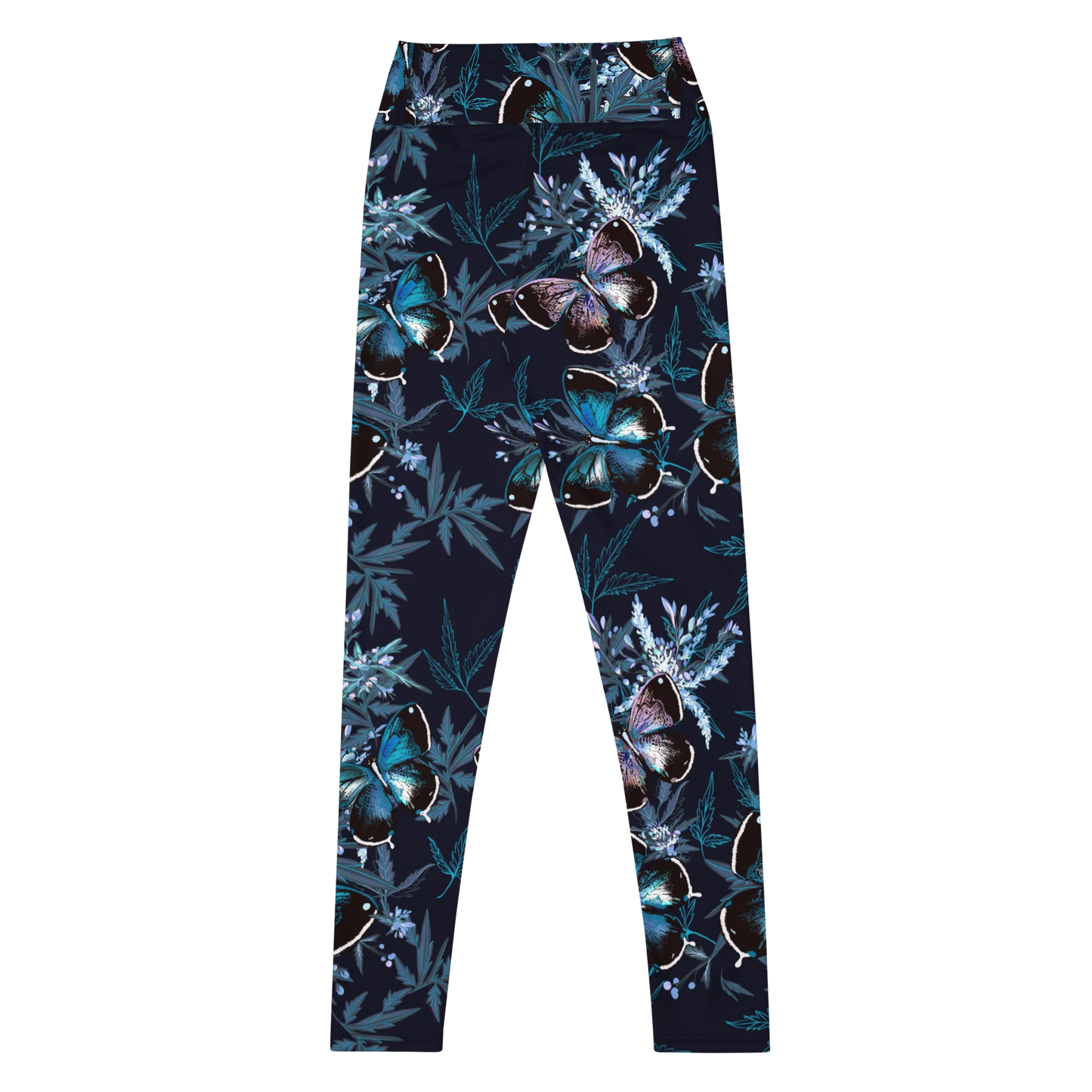 Night Flight of Blue Butterflies Yoga Leggings