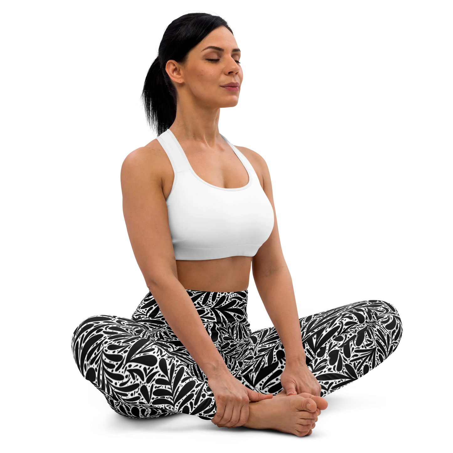 Black Leafy Luxury Yoga Leggings