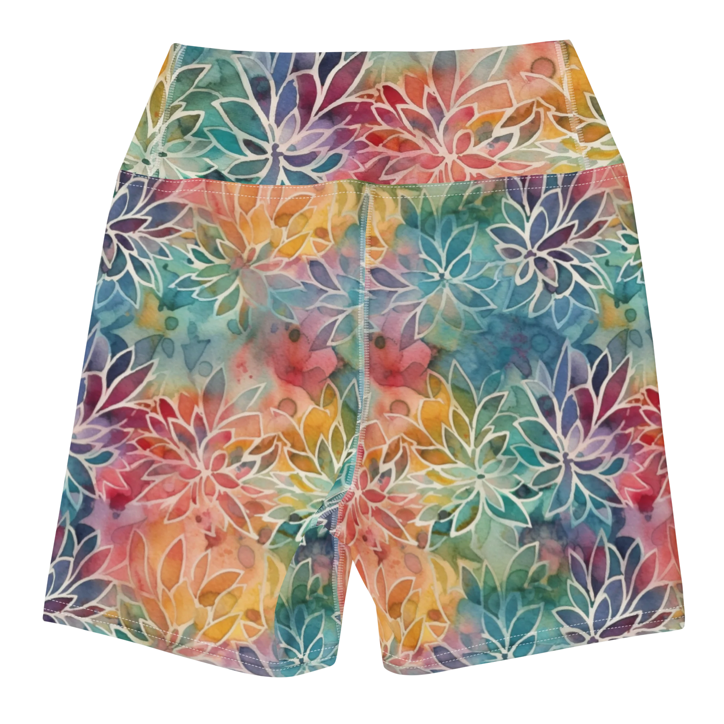 Colorful Summer Floral Abstraction Yoga Shorts