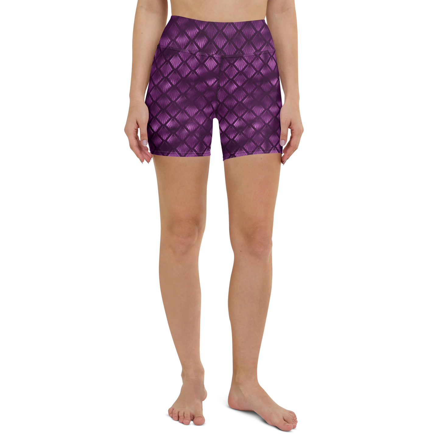 Violet Shadows Art Deco Ornament Yoga Shorts