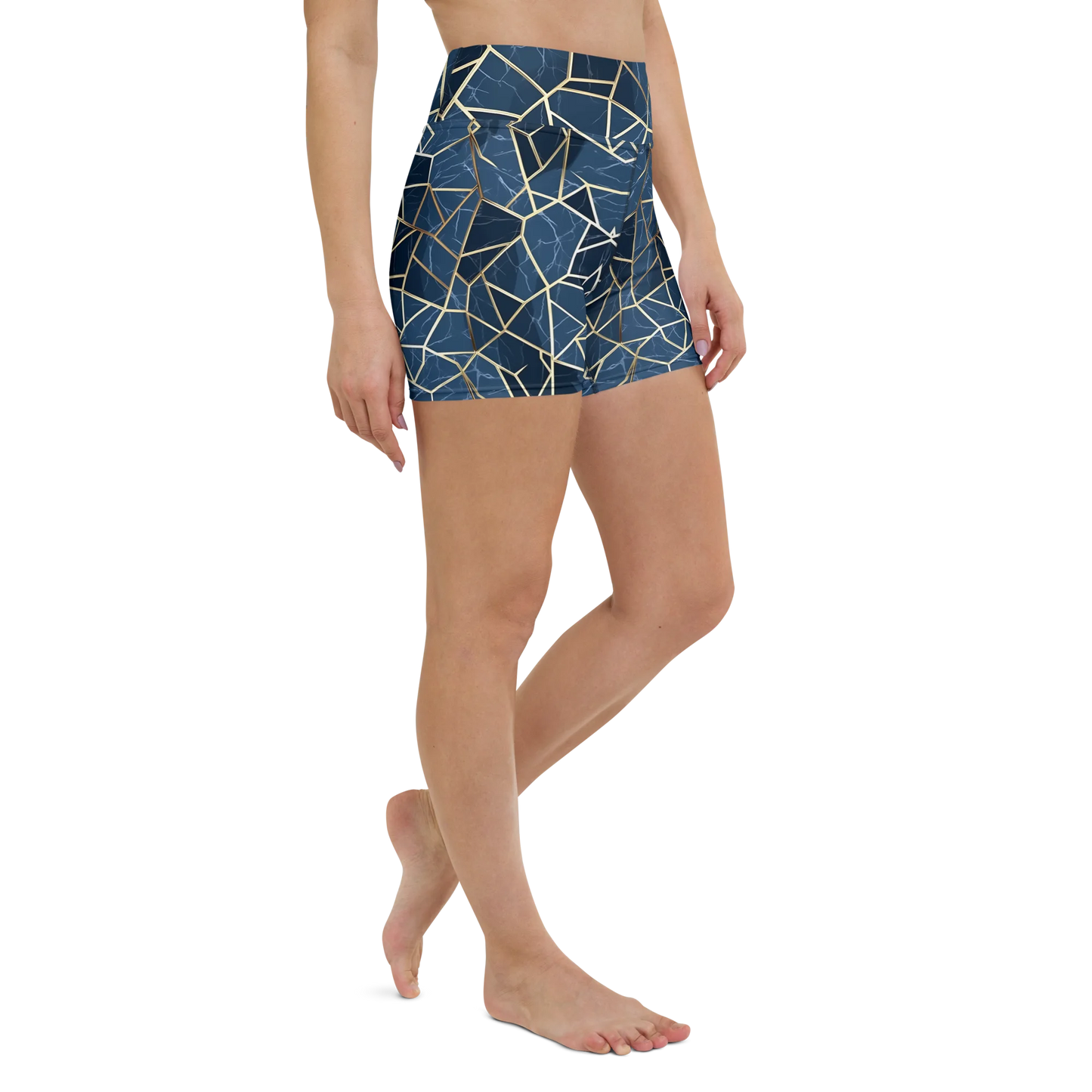 Blue Geometric Nordic Sky Yoga Shorts