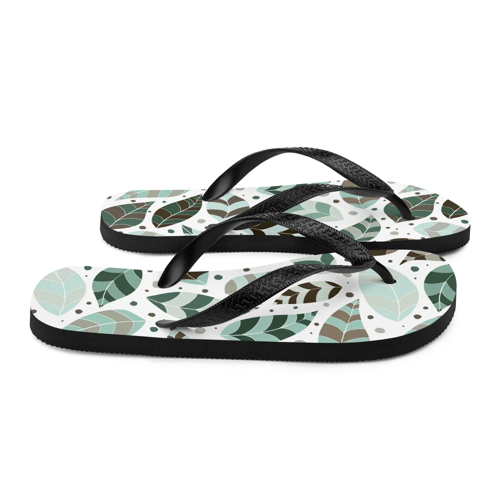 Green Leafy Ornament Flip-flops
