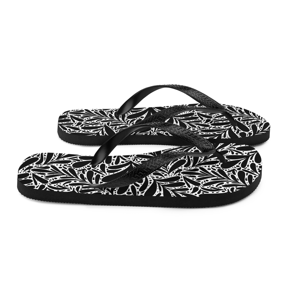 Black Leafy Luxury Flip-flops