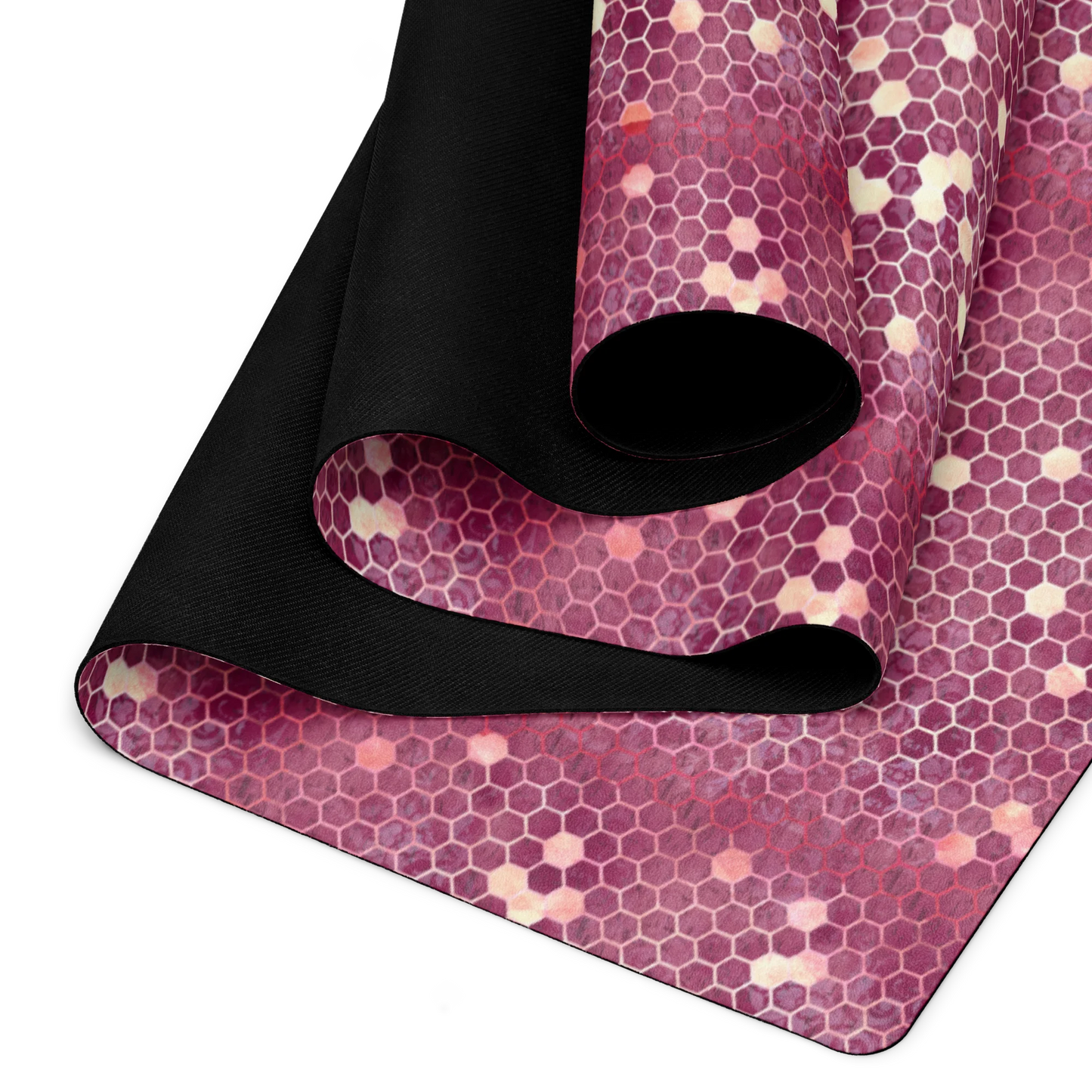 Burgundy Gold Honeycombs Ornament Yoga Mat