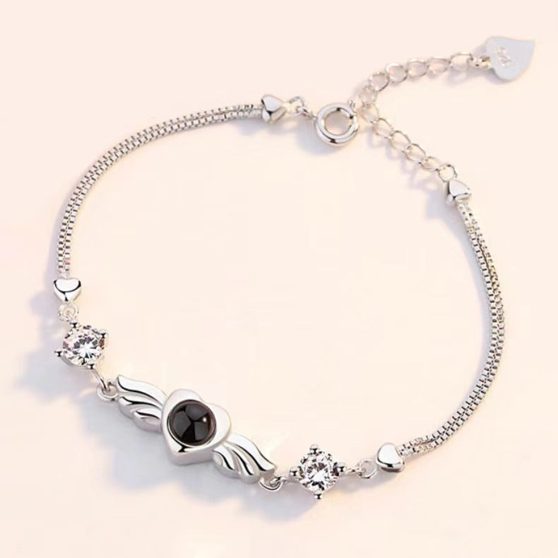 Wings of Angel Photo Projection Bracelet Nano Engraving Custom Jewelry