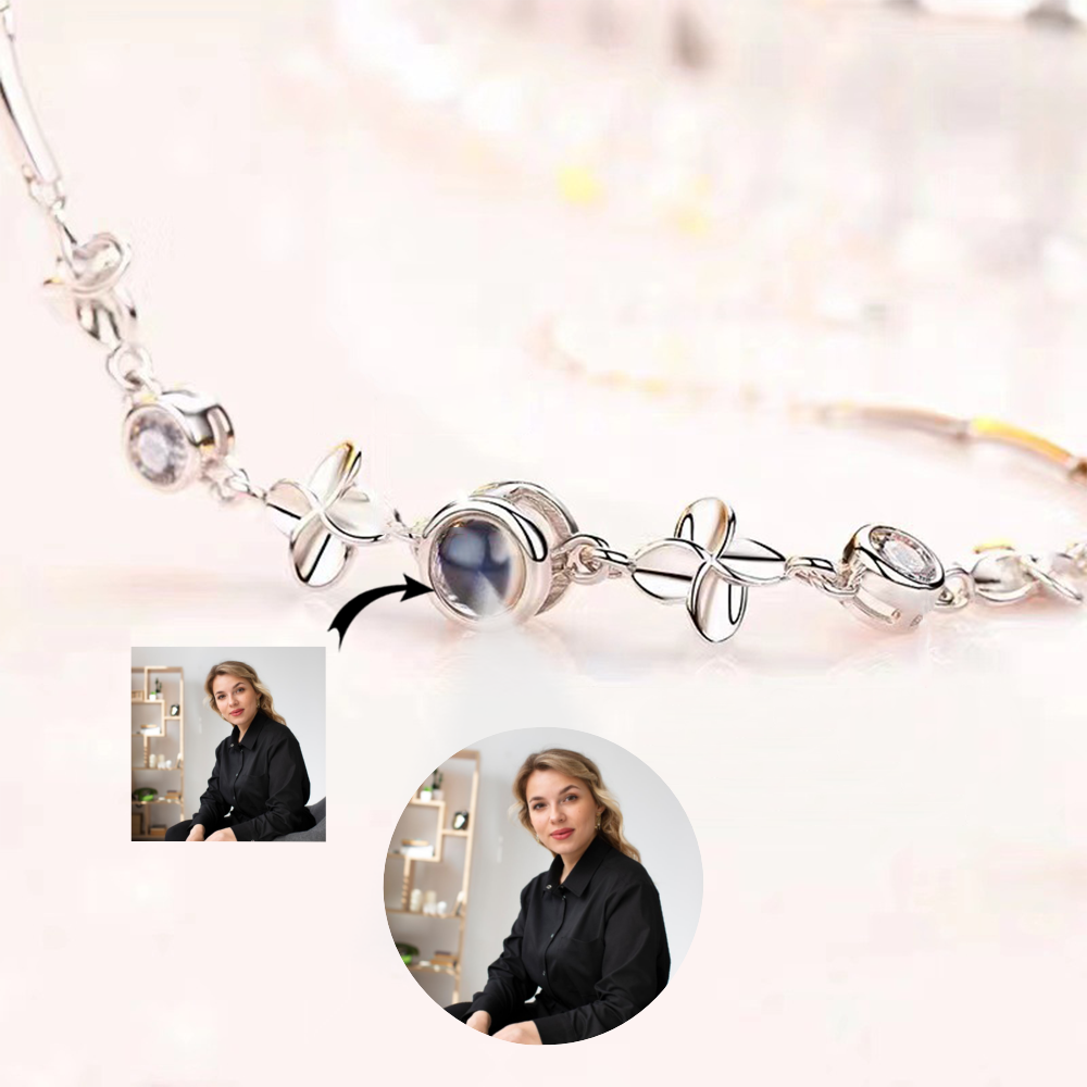 Custom Photo Projection Bracelet Four-leaf Clover Hand Chain