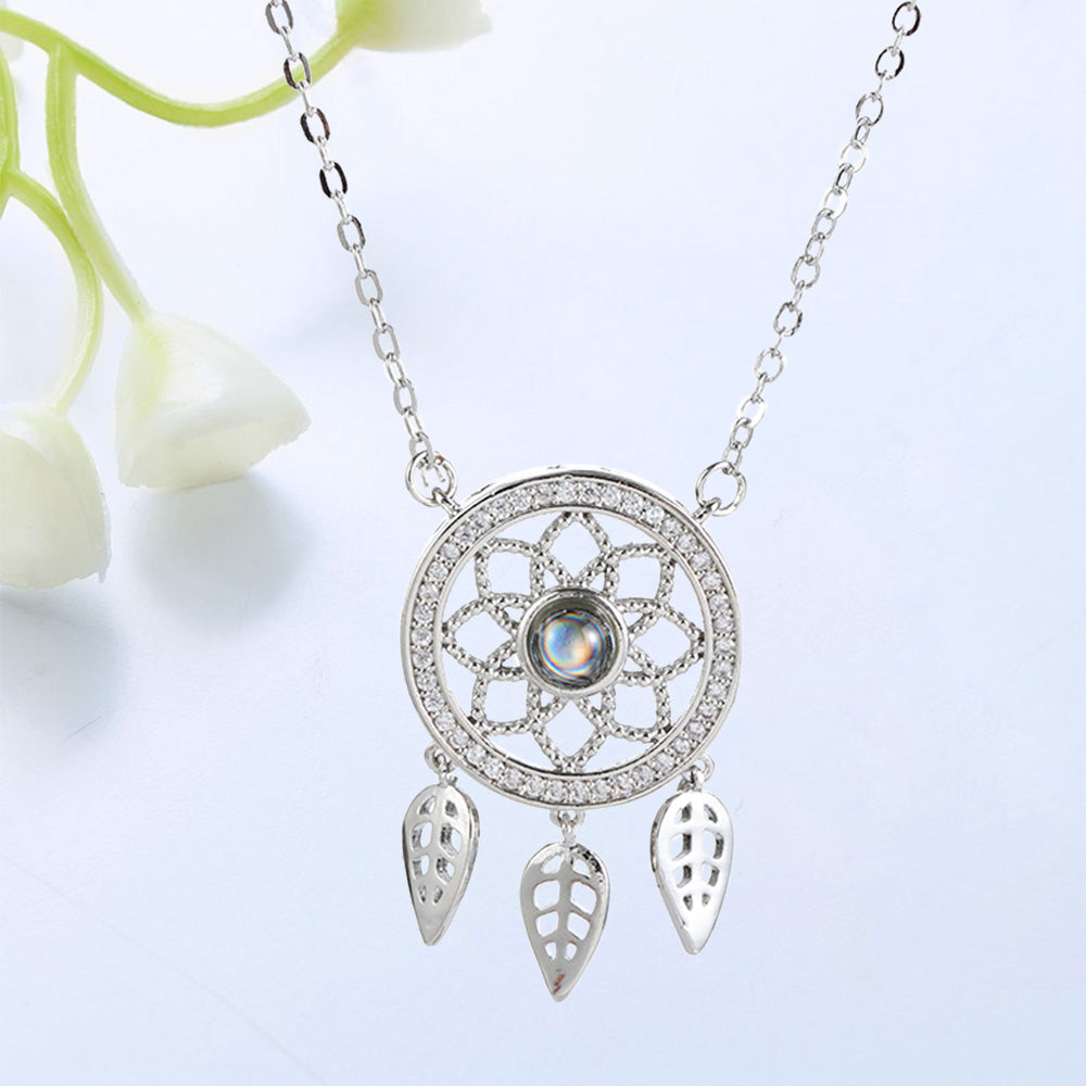 Custom Jewelry Dreamcatcher Pendant Photo Projection Necklace Nano Engraving