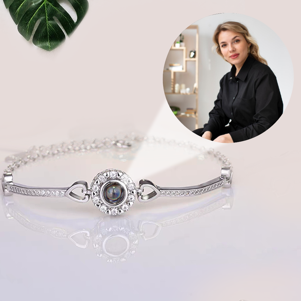 Custom Jewelry Flower Photo Projection Bracelet Nano Engraving