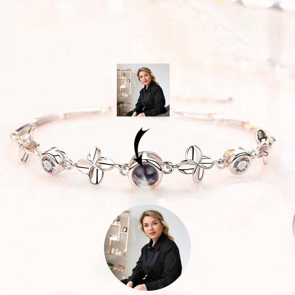 Custom Photo Projection Bracelet Four-leaf Clover Hand Chain