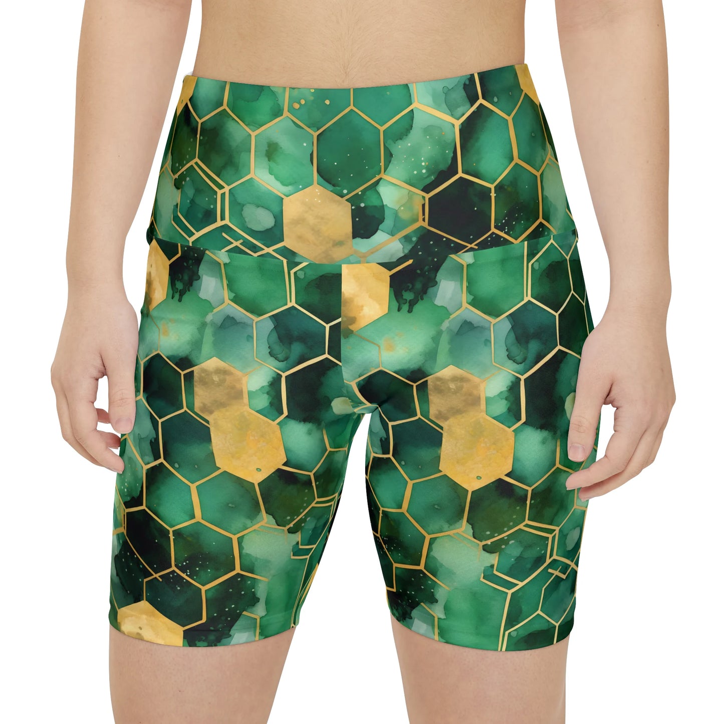 Abstract Verdant Elegance Biker Shorts