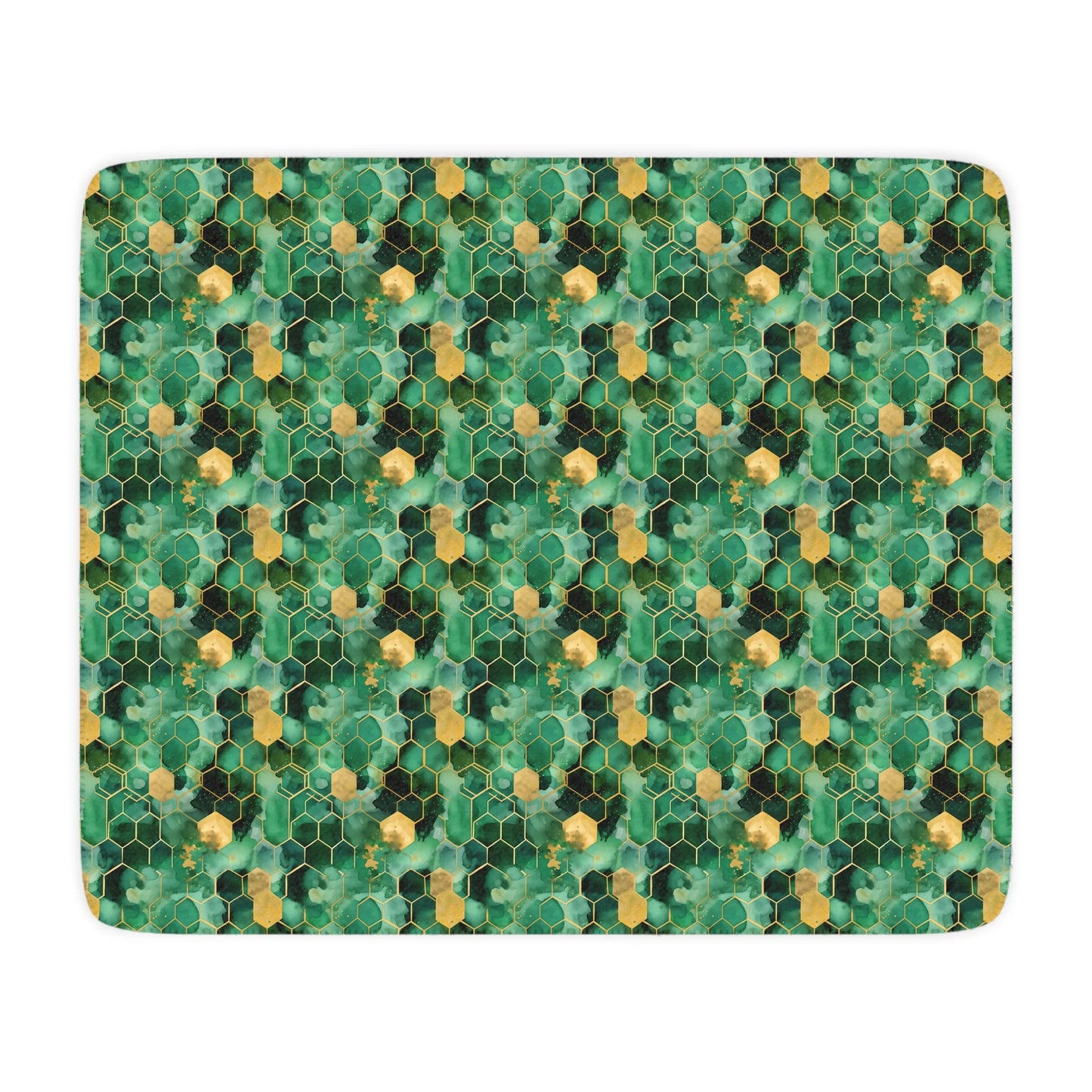 Abstract Verdant Elegance Tan Sherpa Blanket