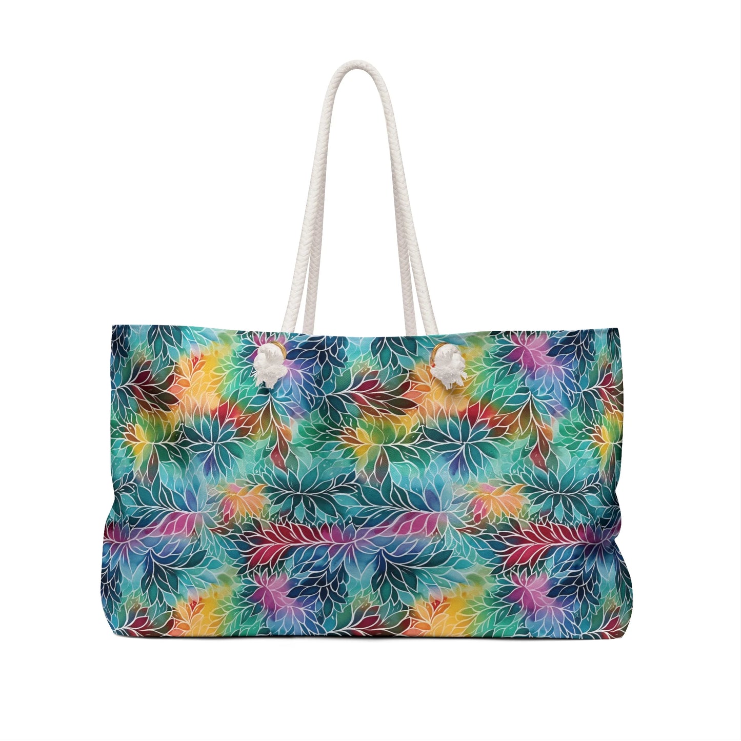 Rainbow Flowers Boho Weekender Bag