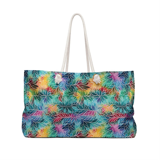 Rainbow Flowers Boho Weekender Bag