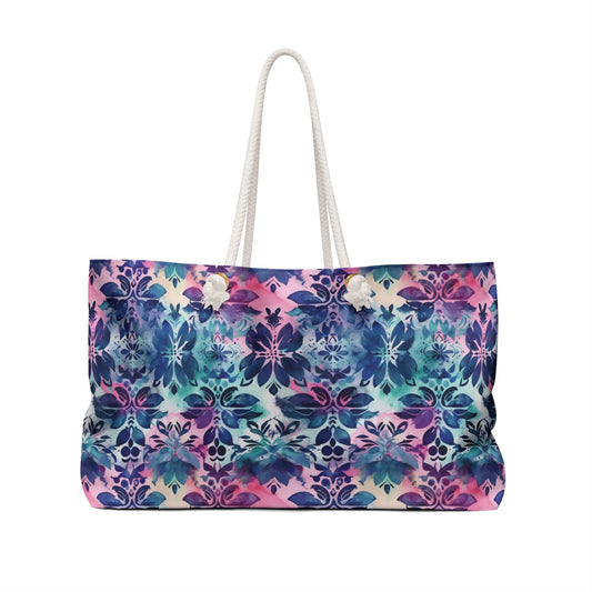 Blue Floral Boho Dream Weekender Bag