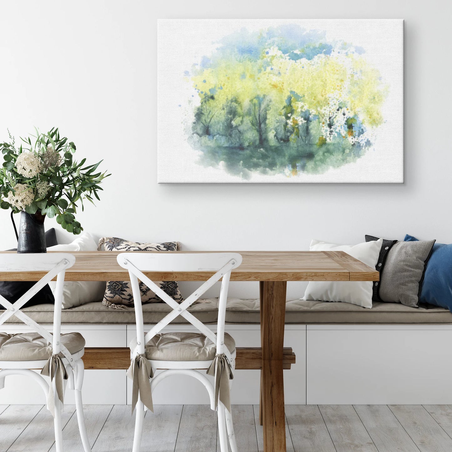 Early Autumn in a Birch Forest Canvas Wall Art