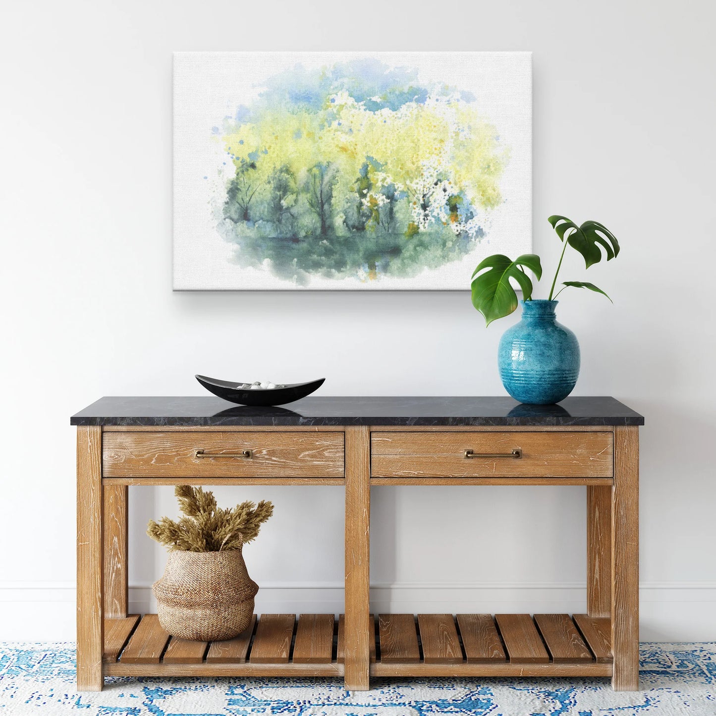 Early Autumn in a Birch Forest Canvas Wall Art