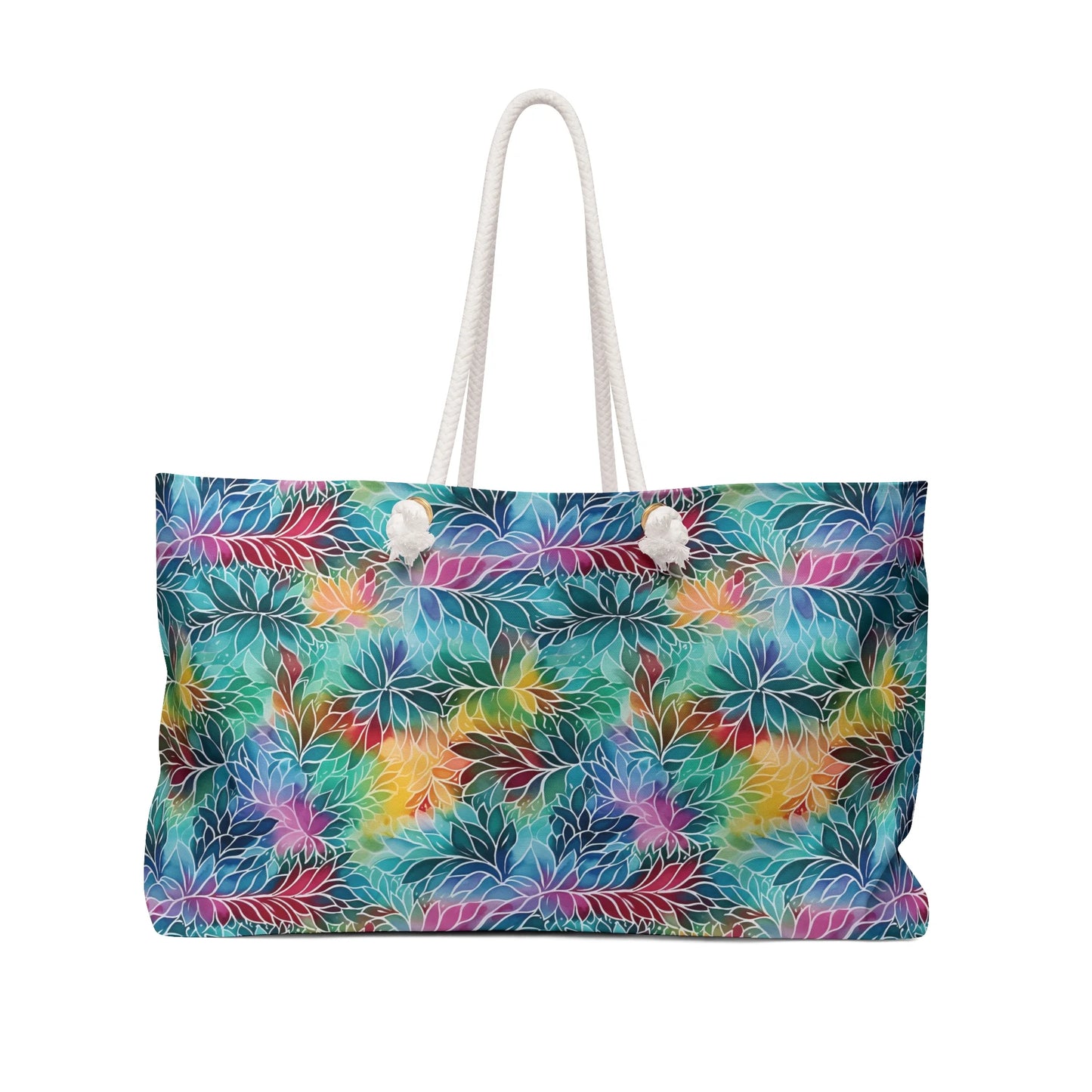 Rainbow Flowers Boho Weekender Bag