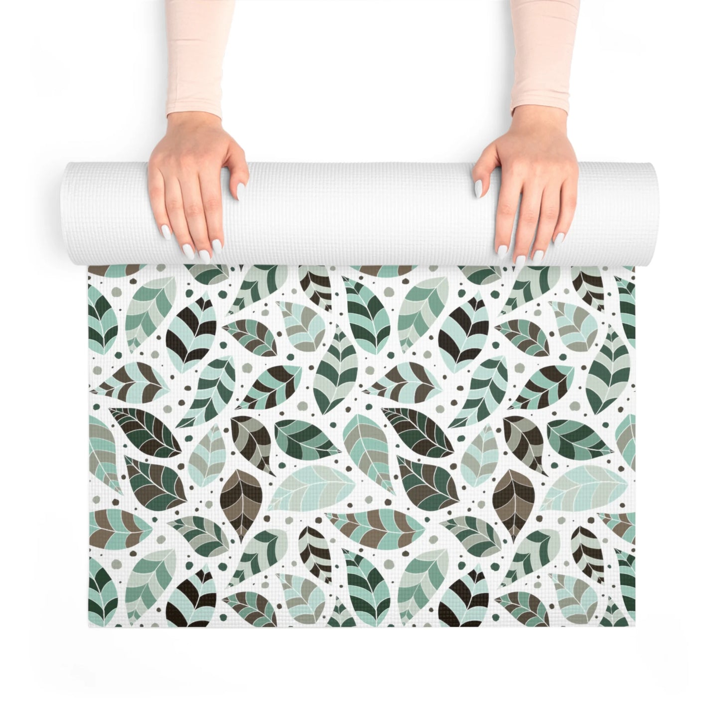 Green Leafy Ornament Foam Yoga Mat