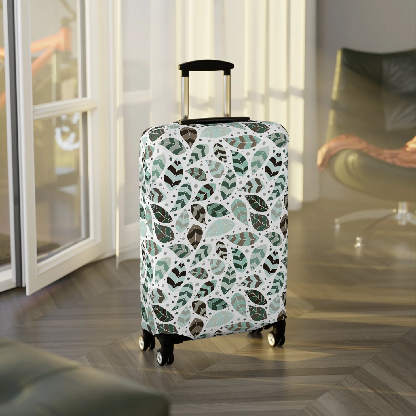 Green Leafy Ornament Luggage Cover