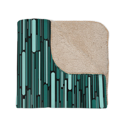 Green Rain Ornament Tan Sherpa Blanket