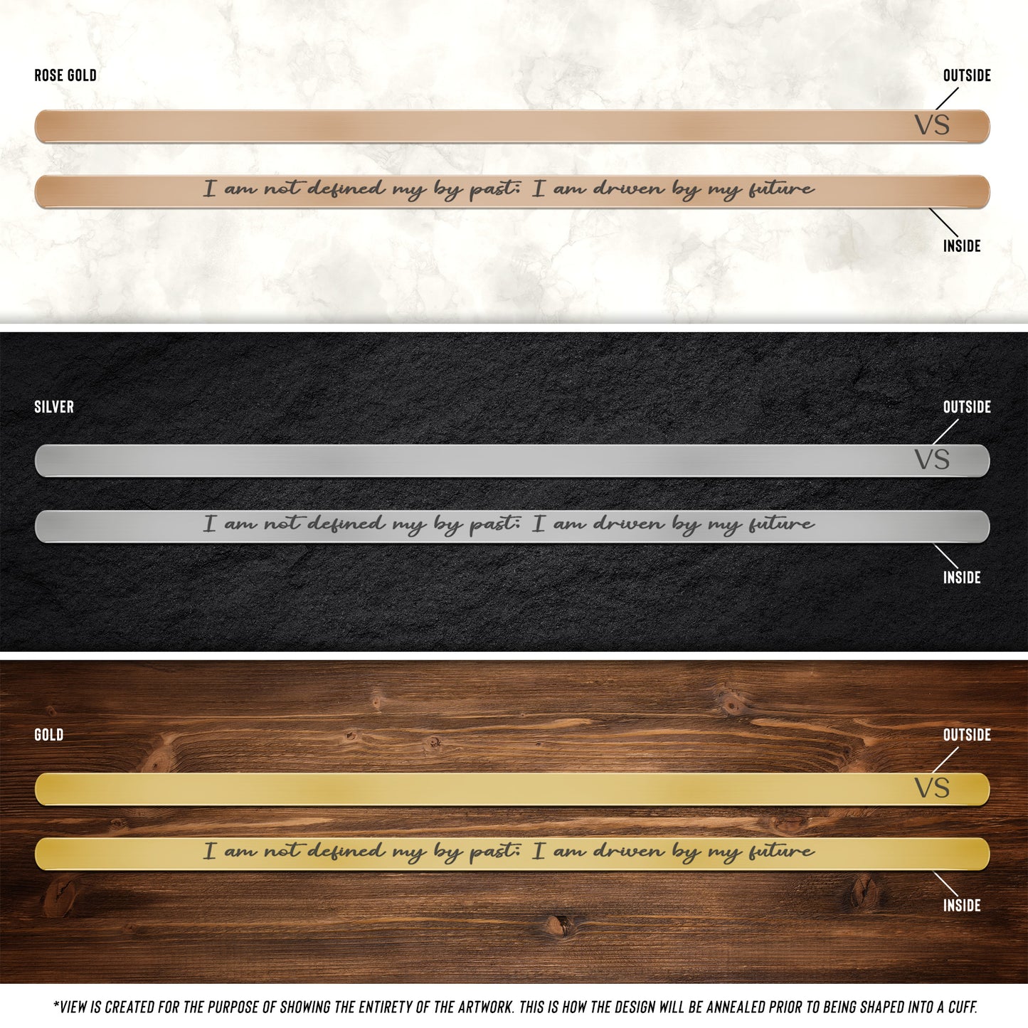 I am Not Defined by My Past; I am Driven by My Future Cuff Bracelet