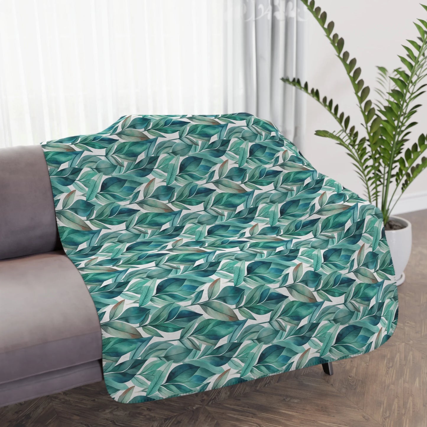 Leafy Chic Tan Sherpa Blanket