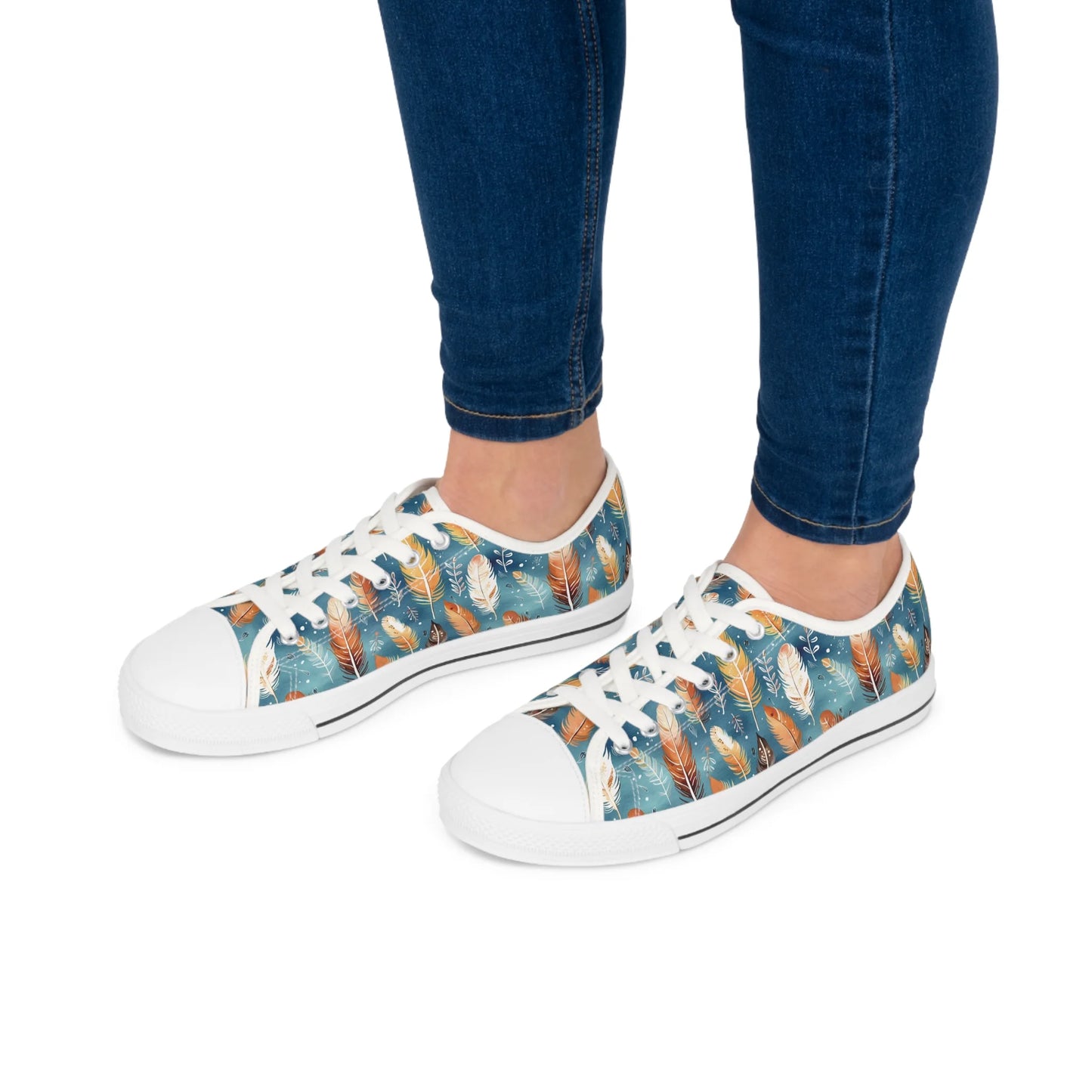 Blue & Orange Feather’s Tale Low Top Sneakers