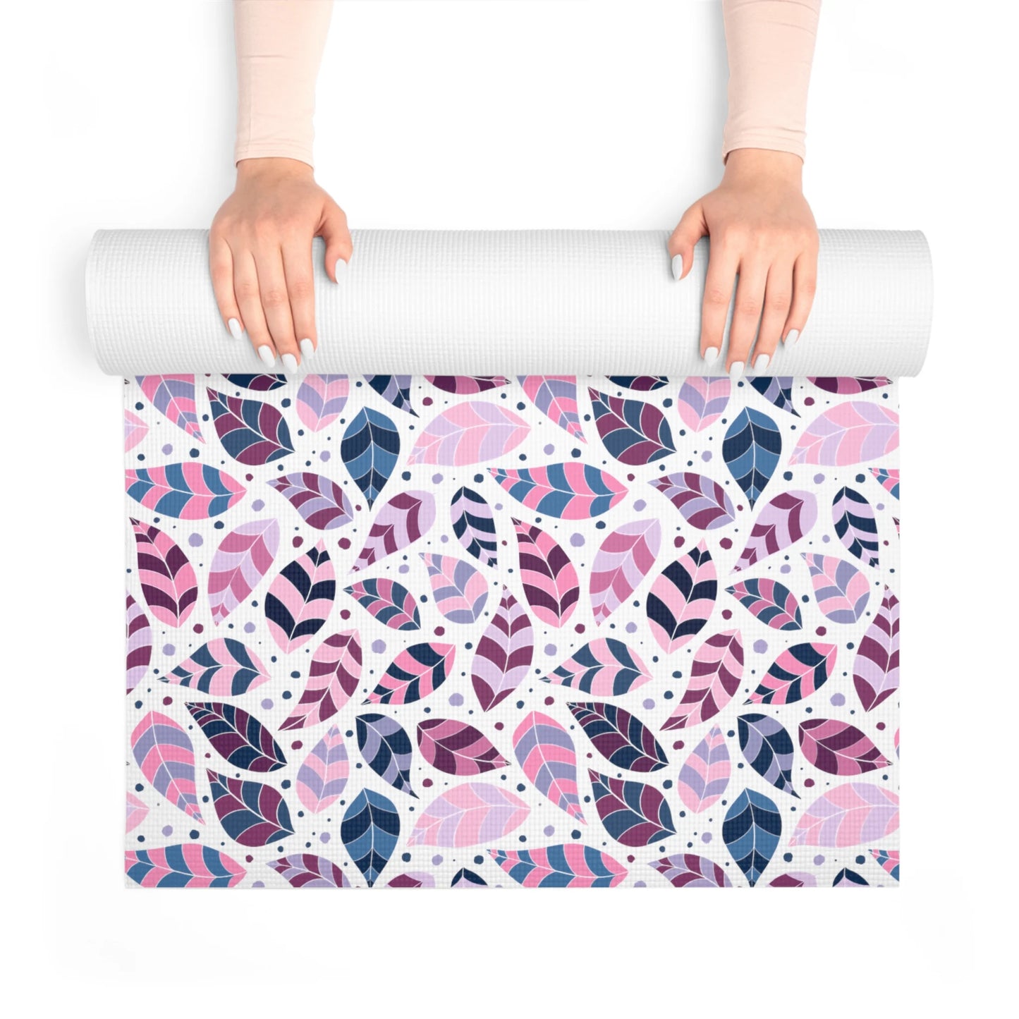 Pink Leafy Ornament Foam Yoga Mat