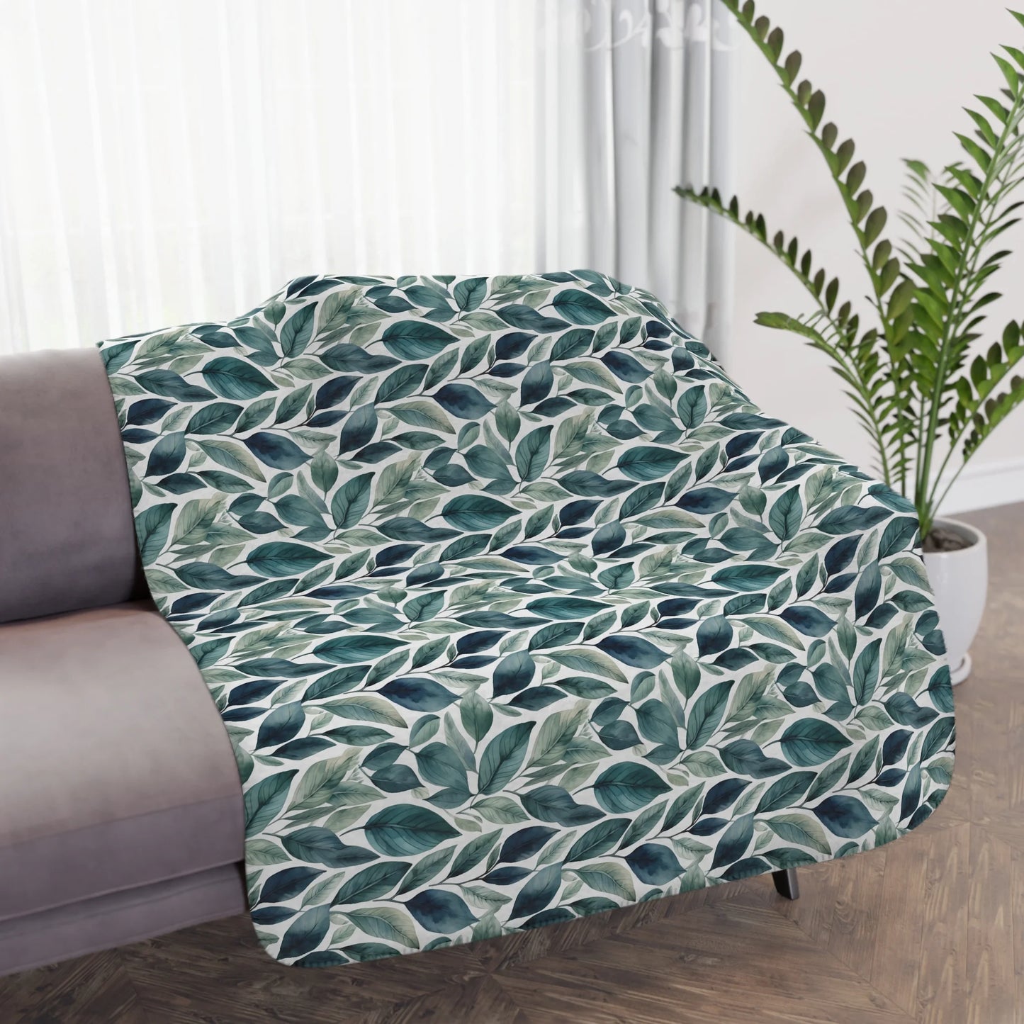 Sleek Foliage Tan Sherpa Blanket