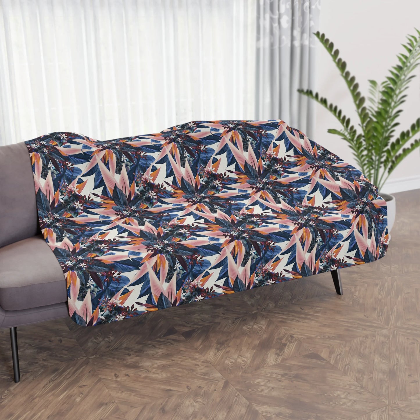 Tropical Beauty Tan Sherpa Blanket