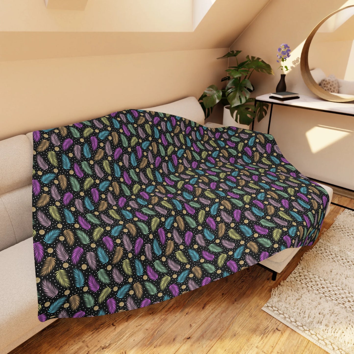 Tropical Tranquility Tan Sherpa Blanket