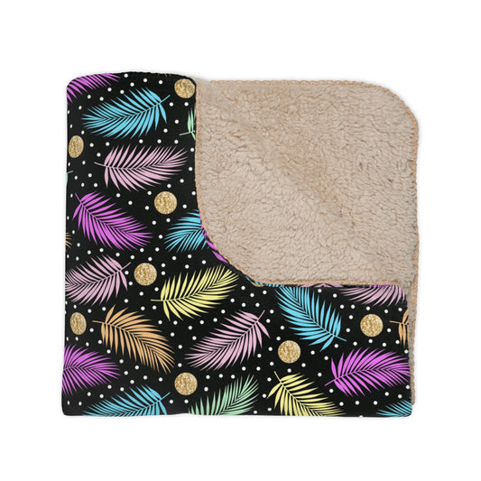 Tropical Tranquility Tan Sherpa Blanket
