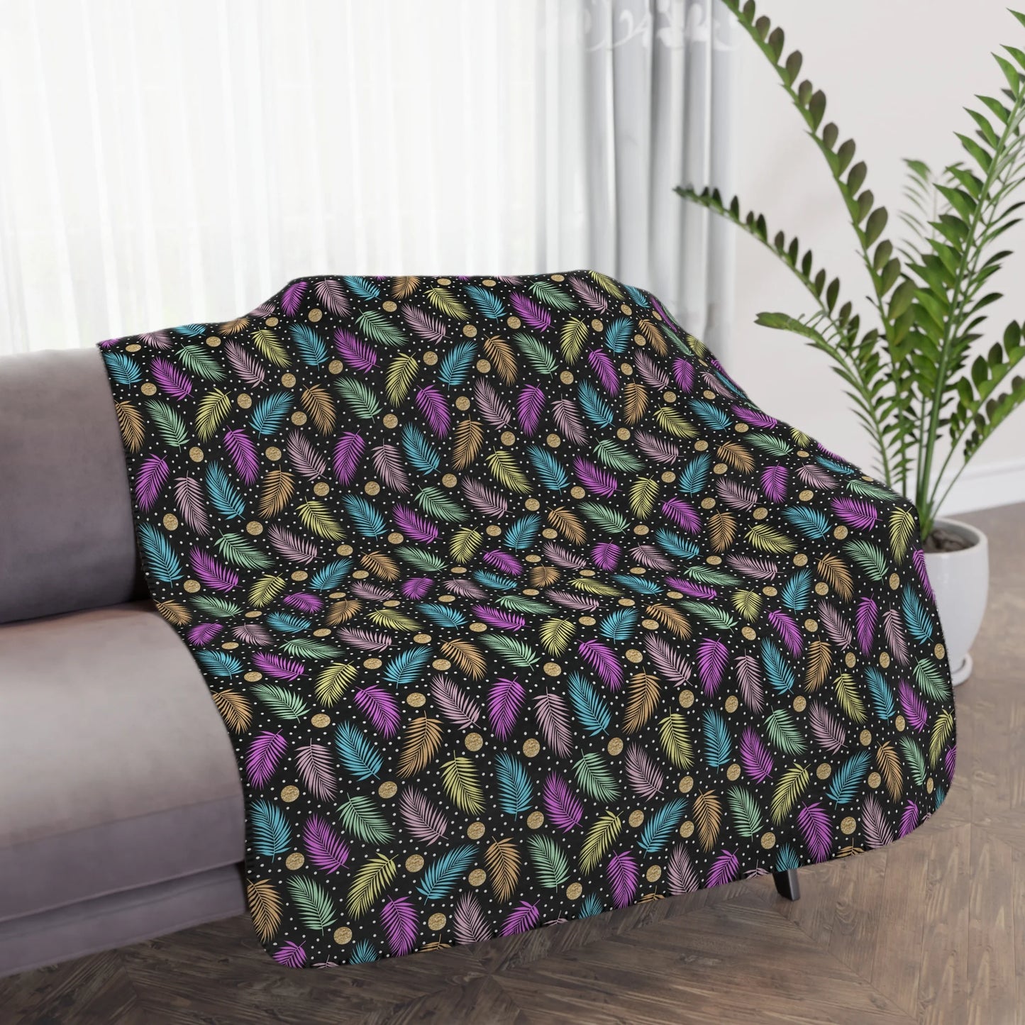 Tropical Tranquility Tan Sherpa Blanket