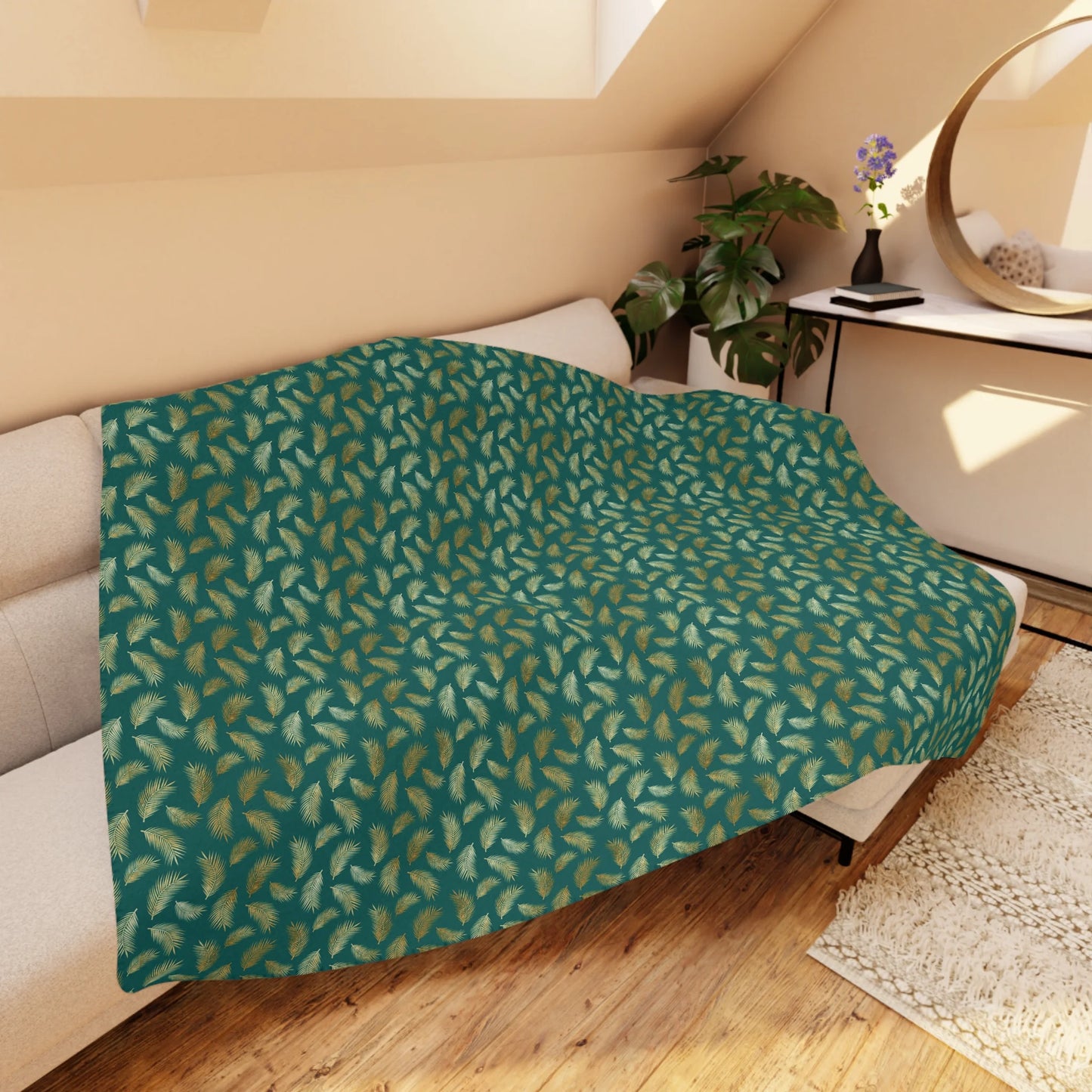 Tropical Vibes Tan Sherpa Blanket