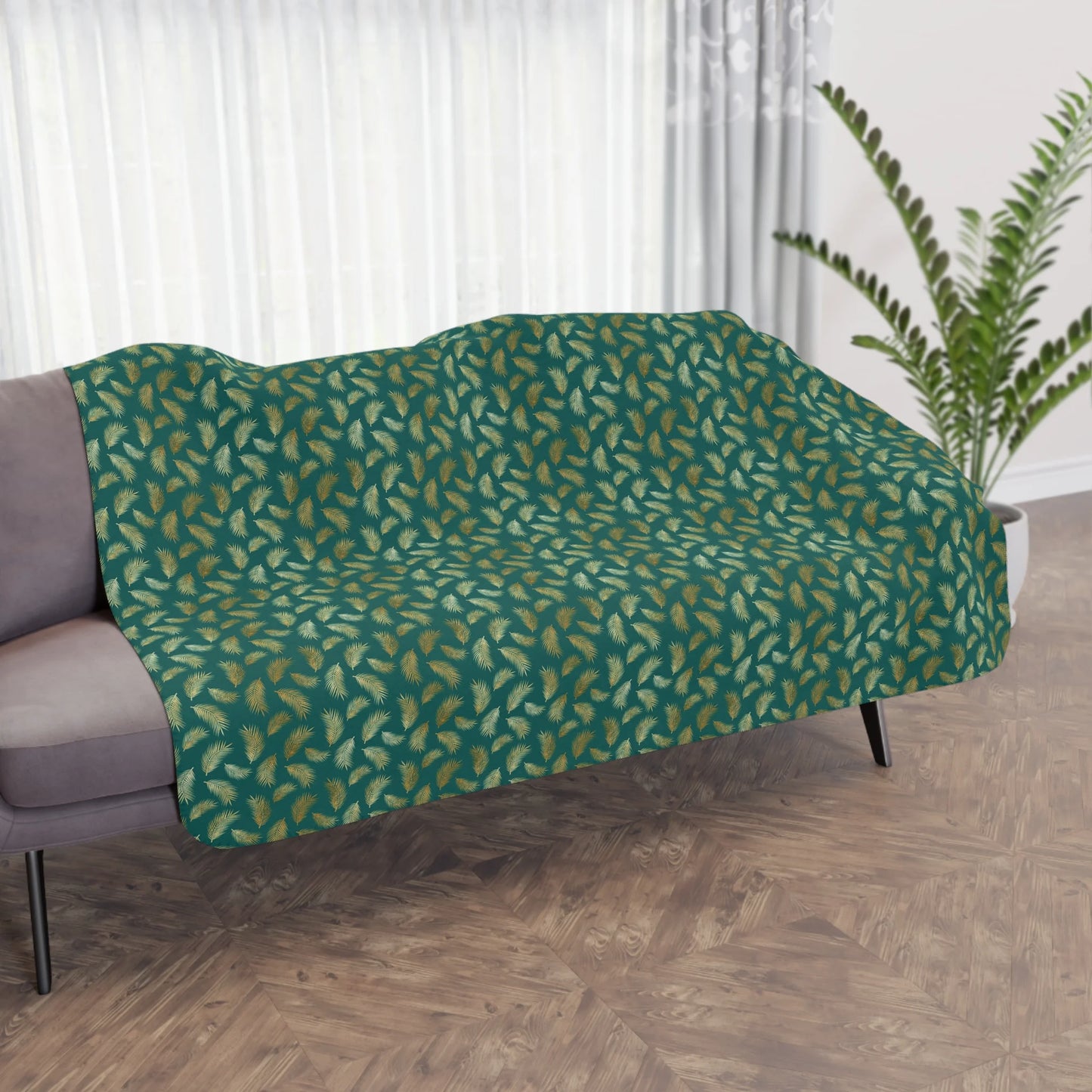 Tropical Vibes Tan Sherpa Blanket