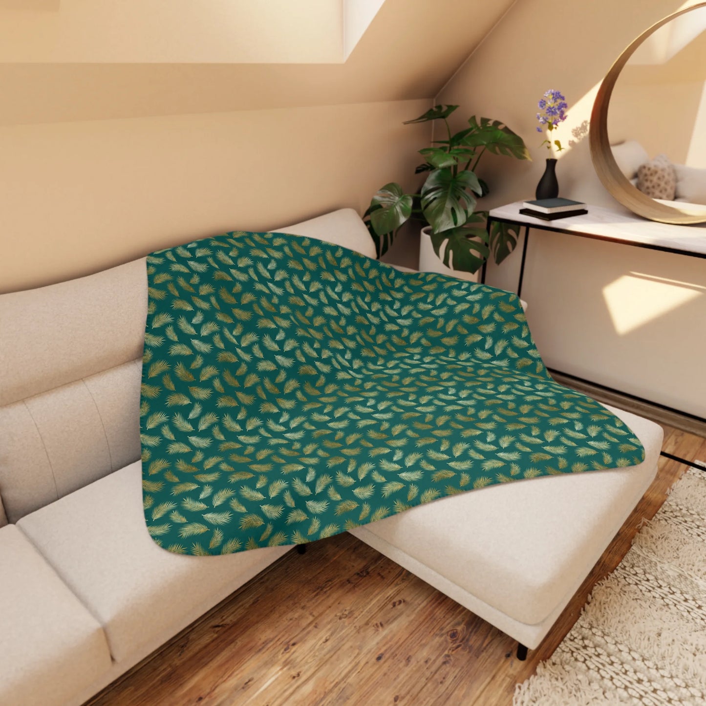 Tropical Vibes Tan Sherpa Blanket