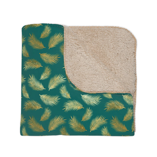 Tropical Vibes Tan Sherpa Blanket