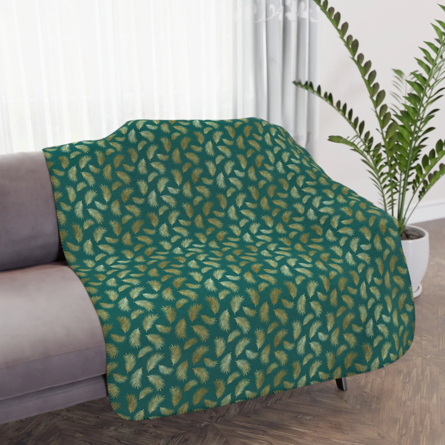 Tropical Vibes Tan Sherpa Blanket