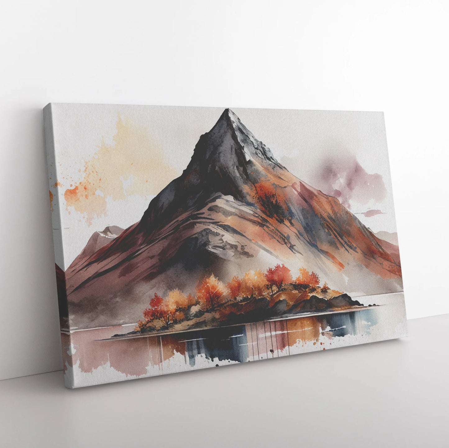 Single Red Fall Mountain Canvas Wall Art
