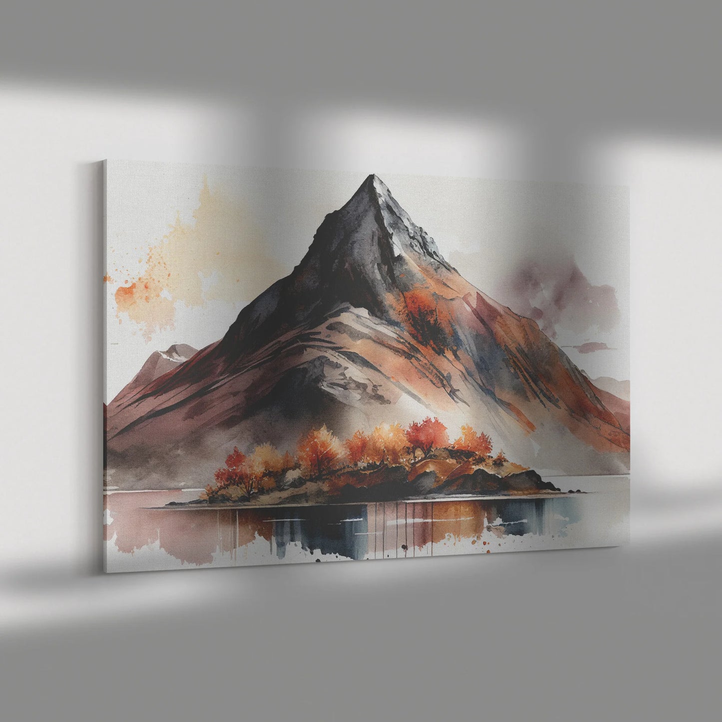 Single Red Fall Mountain Canvas Wall Art