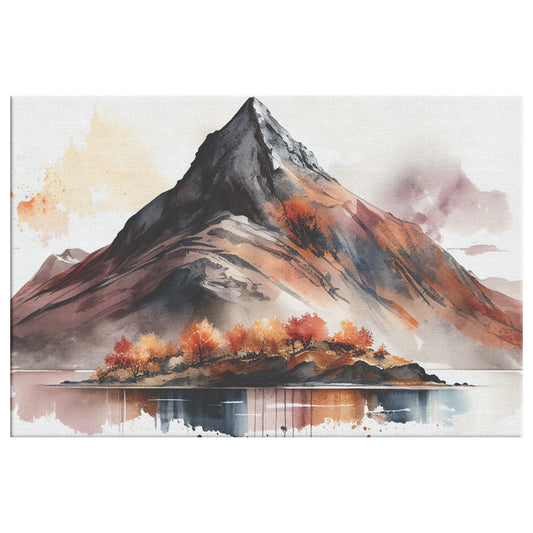Single Red Fall Mountain Canvas Wall Art