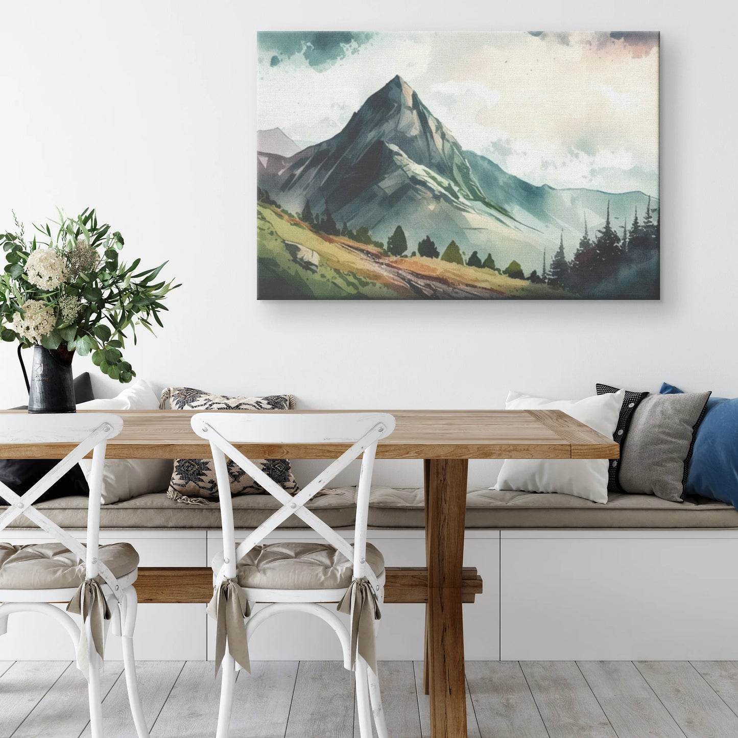 Green Mountain Landscape Canvas Wall Art