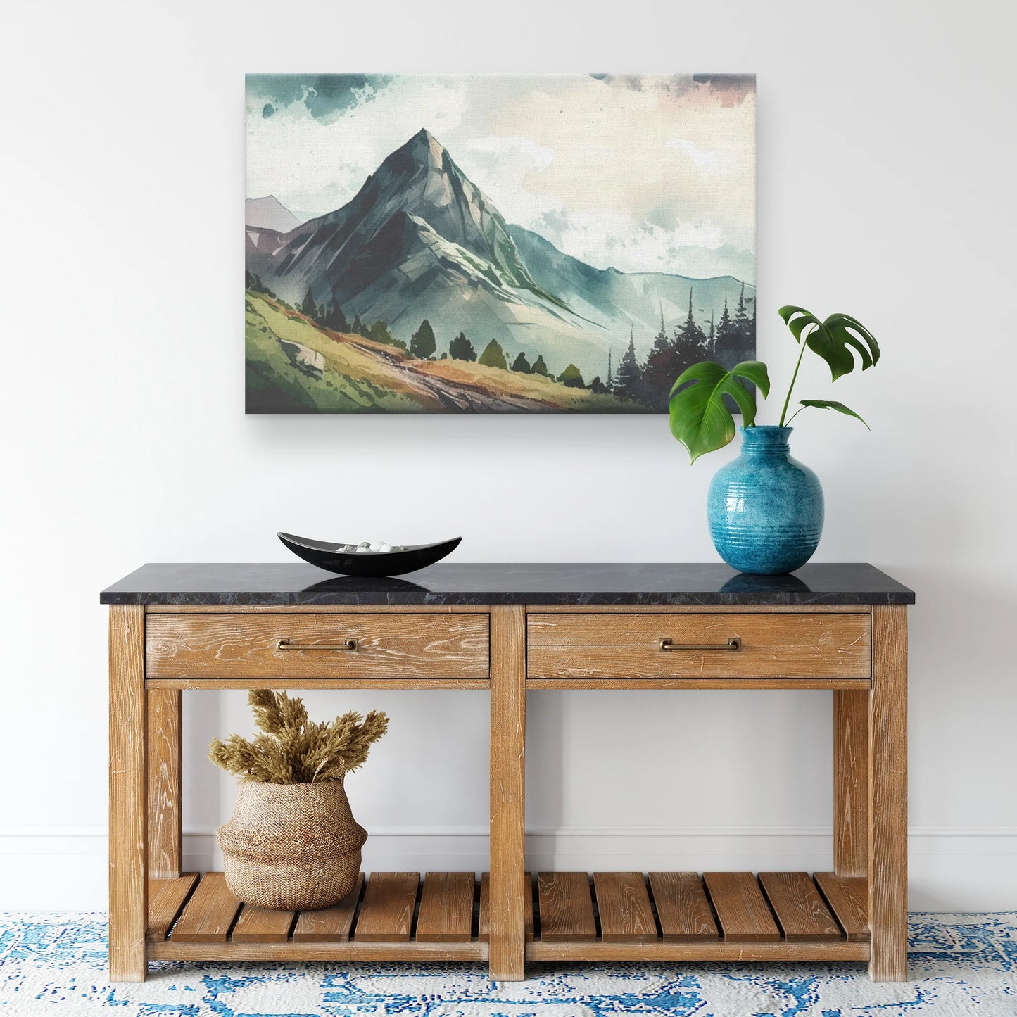 Green Mountain Landscape Canvas Wall Art